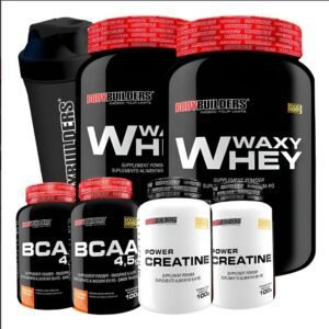 Kit 2x Whey Protein + 2x Bcaa + 2x Creatina + Coqueteleira Bodybuilders Sabor Chocolate